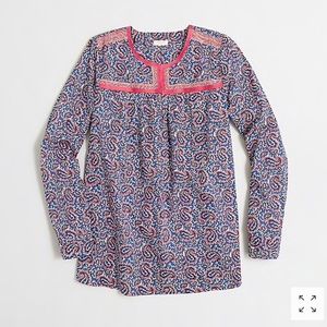 J.Crew Printed Peasant Top in Blue Peach